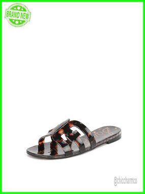 Jelly Slides with Shiny Finish, Slip-On Flat Sandals